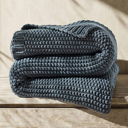 EverGrace Organic Cotton Chunky Knit Throw Blanket, Multiple Colors 60 x 80
