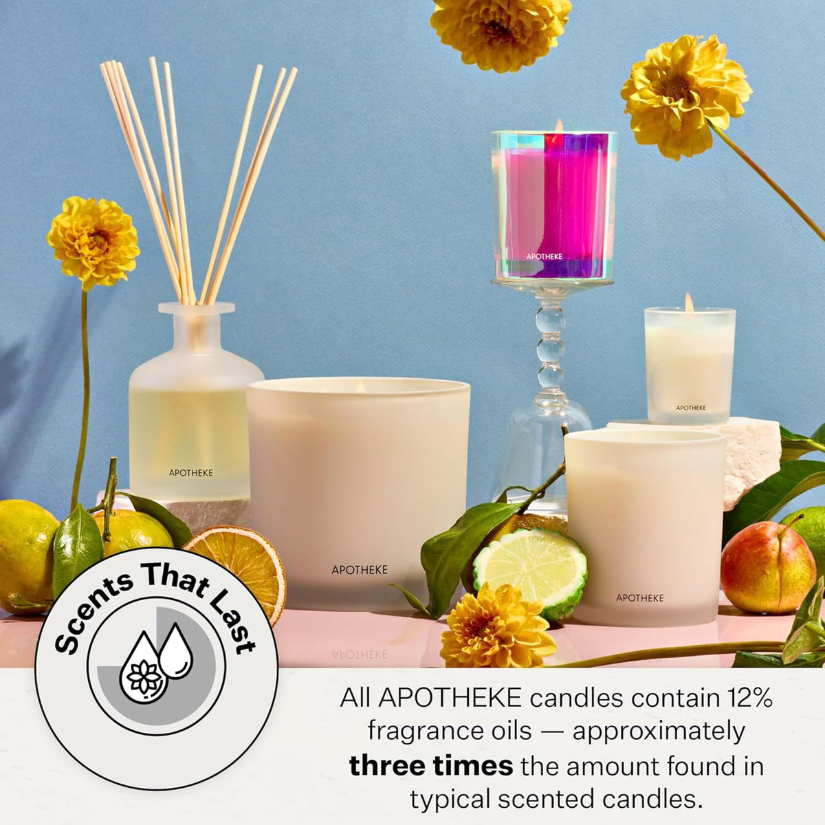 Apotheke Signature Scented Candles for Home, Charcoal - 10.5 Oz