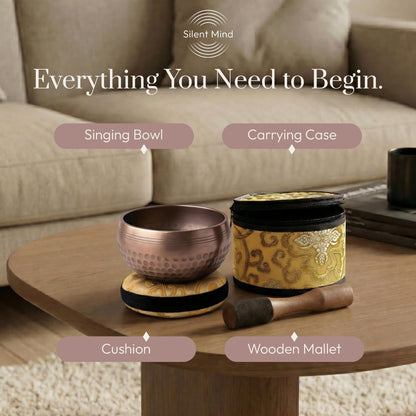 Silent Mind Tibetan Singing Bowl Set – Easy to Play & Beginner Friendly Meditation Bowl