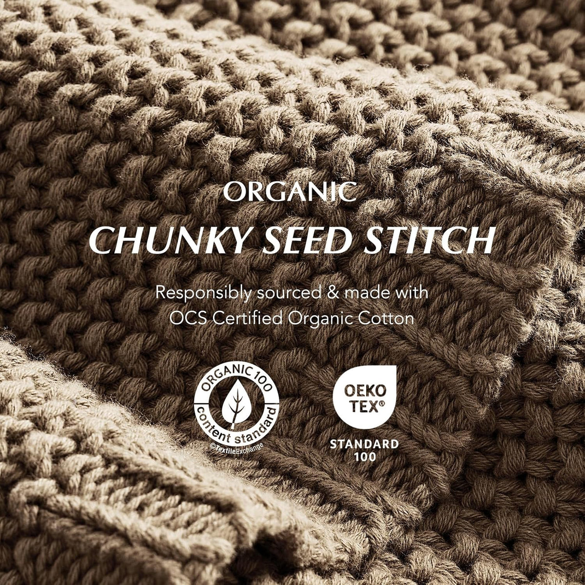 EverGrace Organic Cotton Chunky Knit Throw Blanket, Multiple Colors 60 x 80