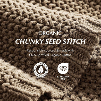 EverGrace Organic Cotton Chunky Knit Throw Blanket, Multiple Colors 60 x 80