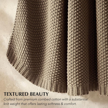 EverGrace Organic Cotton Chunky Knit Throw Blanket, Multiple Colors 60 x 80