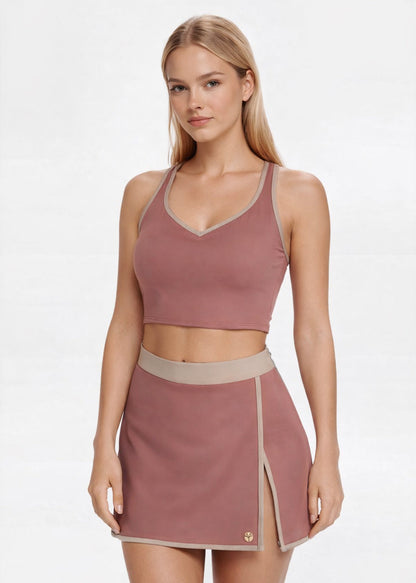 Trophy Yoga Contrast Cropped Sports Bra Made in USA