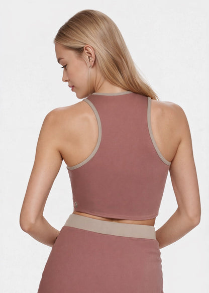 Trophy Yoga Contrast Cropped Sports Bra Made in USA