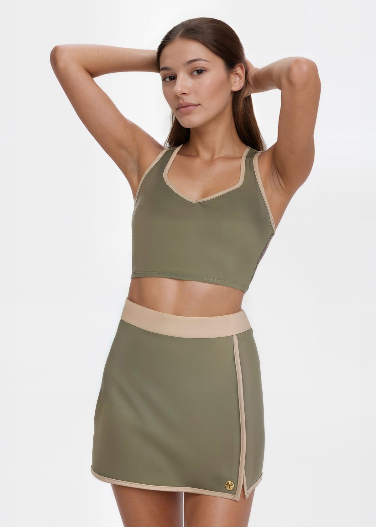 Trophy Yoga Contrast Cropped Sports Bra Made in USA