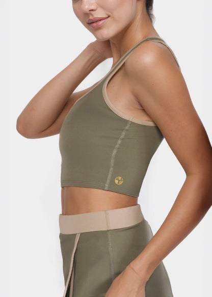 Trophy Yoga Contrast Cropped Sports Bra Made in USA