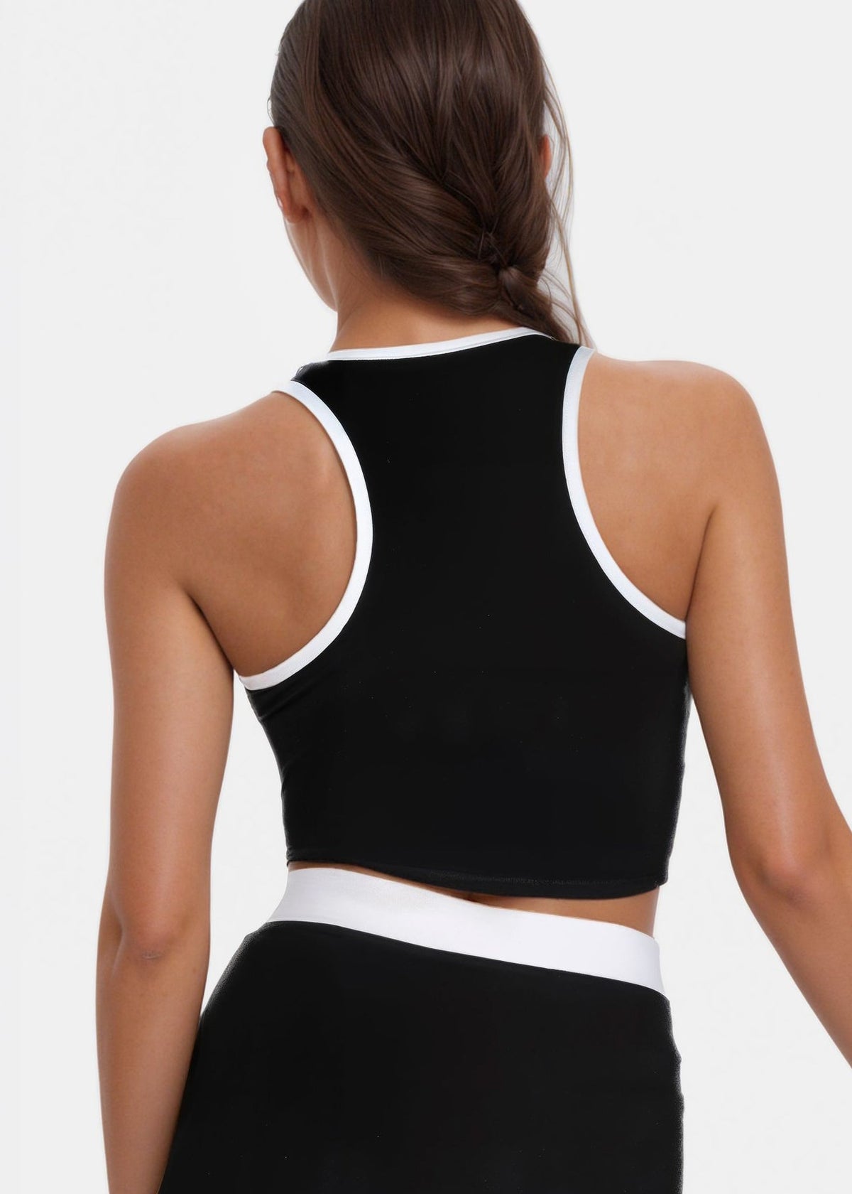 Trophy Yoga Contrast Cropped Sports Bra Made in USA