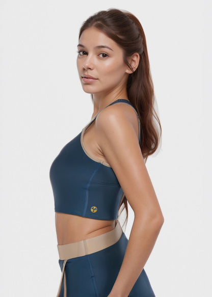 Trophy Yoga Contrast Cropped Sports Bra Made in USA