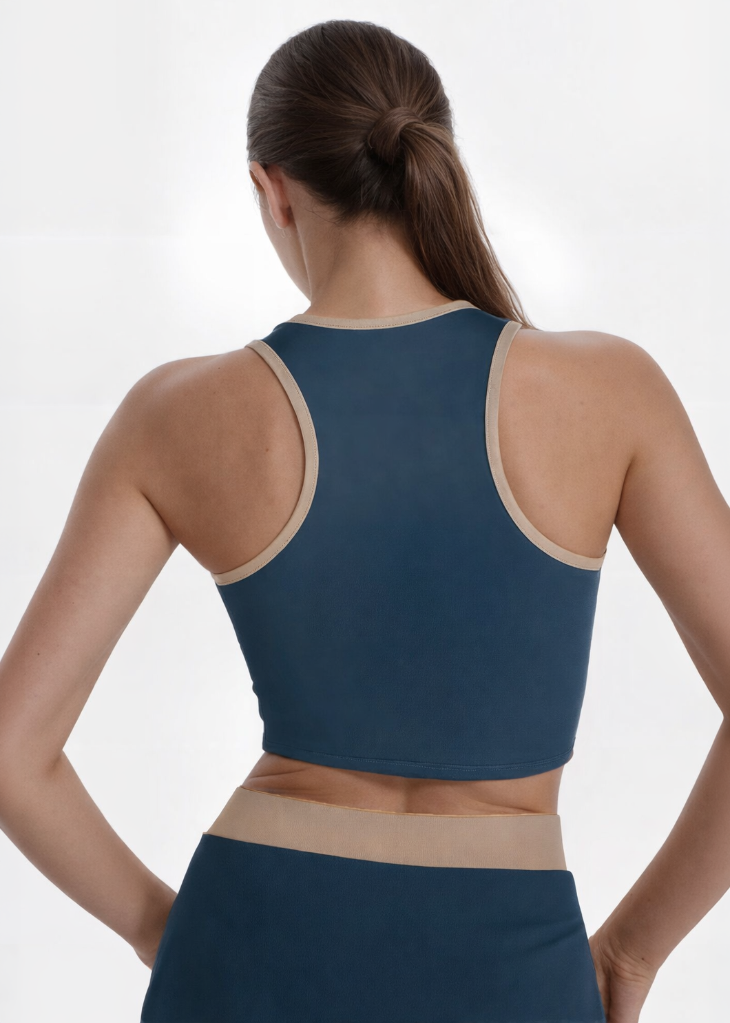 Trophy Yoga Contrast Cropped Sports Bra Made in USA
