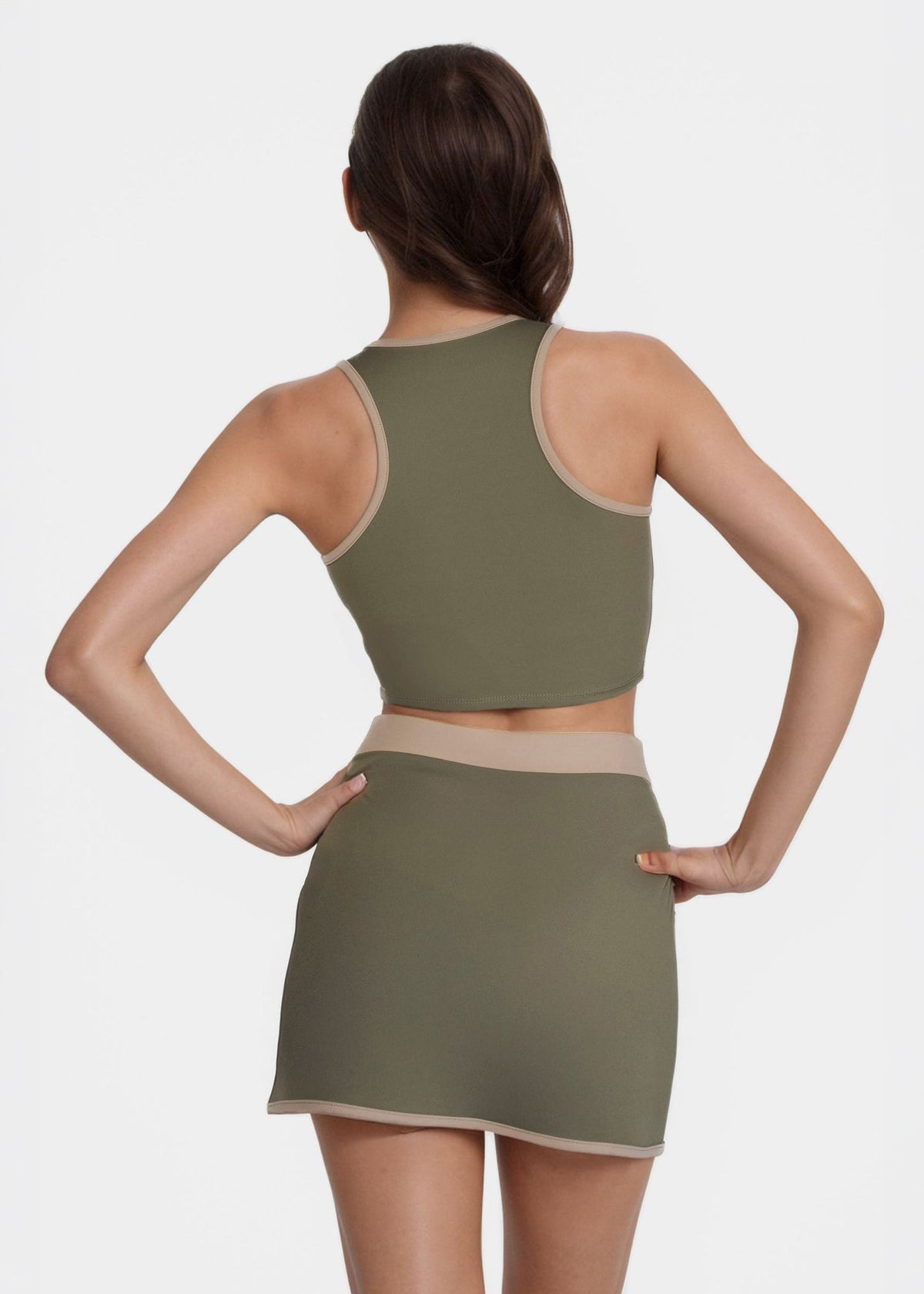 Trophy Yoga Contrast Cropped Sports Bra Made in USA