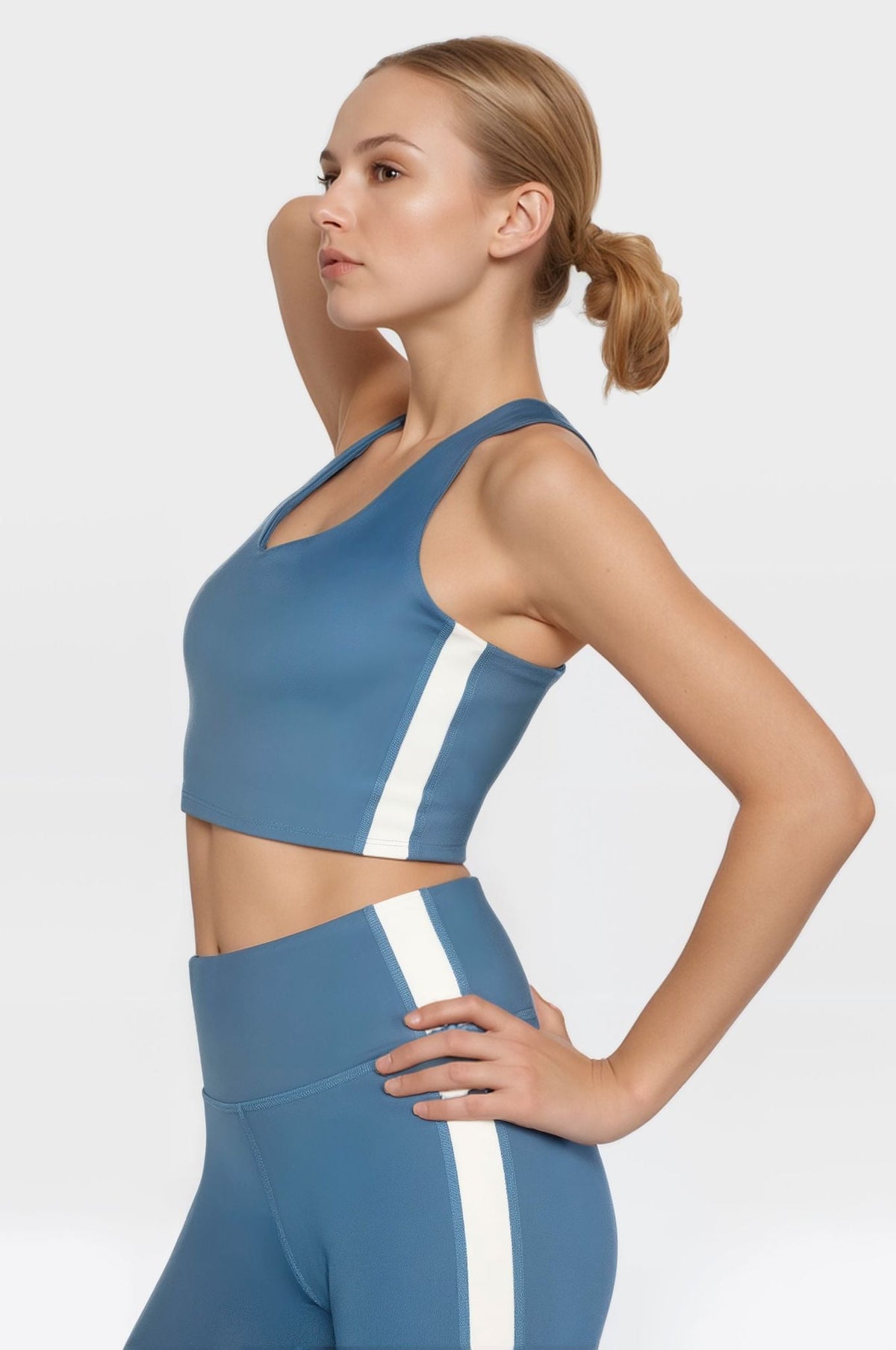Trophy Yoga Side Split Crop Top – Four-Way Stretch, Made in USA