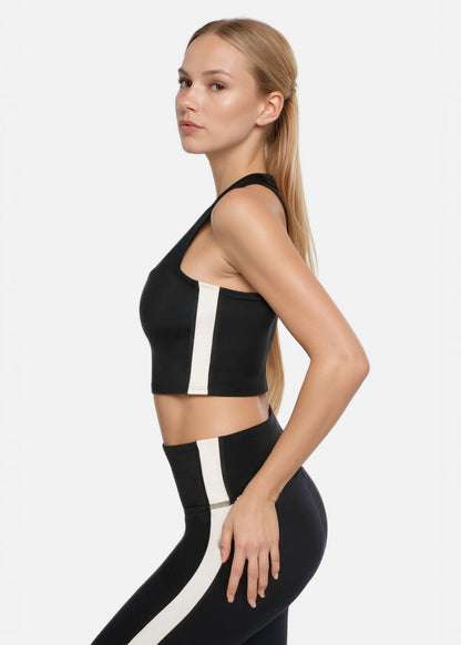 Trophy Yoga Side Split Crop Top – Four-Way Stretch, Made in USA