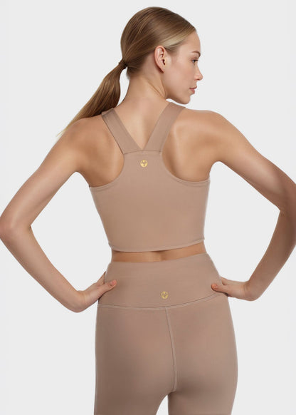 Trophy Yoga Side Split Crop Top – Four-Way Stretch, Made in USA