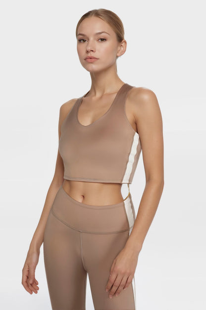 Trophy Yoga Side Split Crop Top – Four-Way Stretch, Made in USA