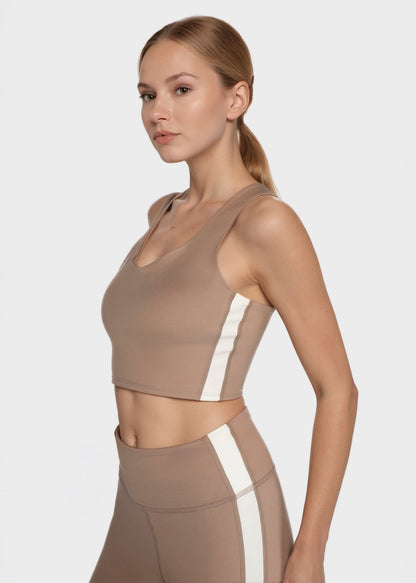 Trophy Yoga Side Split Crop Top – Four-Way Stretch, Made in USA