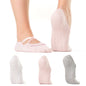 Non-Slip Cotton Pilates & Yoga Grip Sock 3-Pack (White, Pink, Gray)